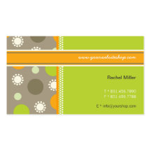 Retro Orange Green Dots Fun Pattern Profile Card Business Cards