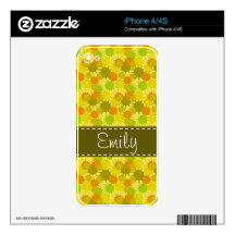 Retro Orange & Green iPhone 4S Skin