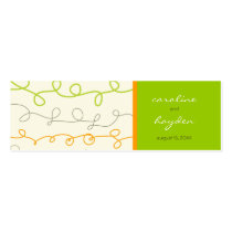 Retro Orange Green Scribble Fun Thank You Gift Tag Business Card Template