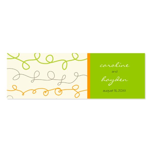 Retro Orange Green Scribble Fun Thank You Gift Tag Business Card Template