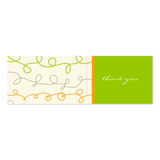 Retro Orange Green Scribble Fun Thank You Gift Tag Business Card Template (back side)