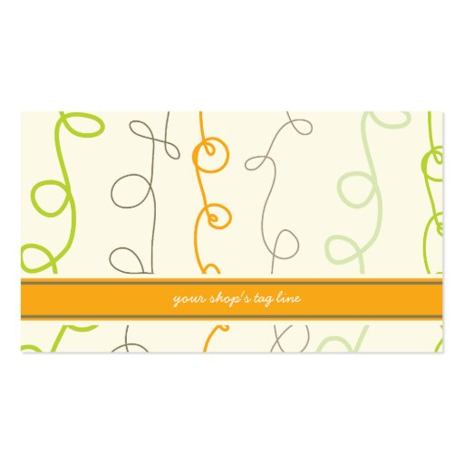 Retro Orange Green Scribbles Pattern Profile Card Business Card Template (back side)