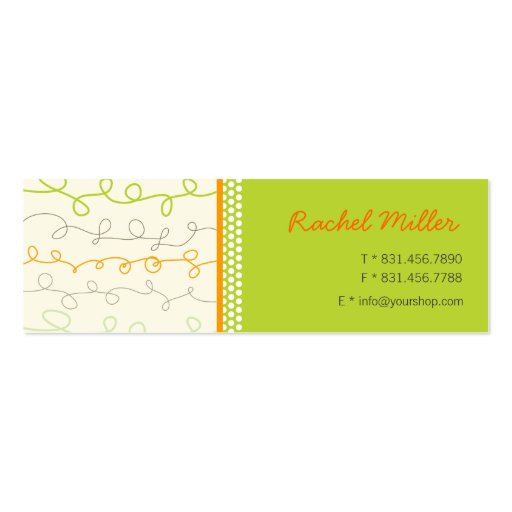 Retro Orange Green Scribbles Pattern Profile Card Business Card