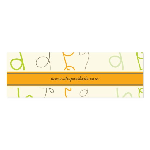 Retro Orange Green Scribbles Pattern Profile Card Business Card (back side)