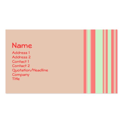 retro orange green stripes business card template (front side)