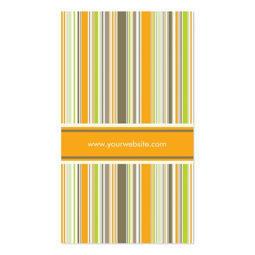 Retro Orange Green Stripes Pattern Profile Card Business Card Templates (back side)
