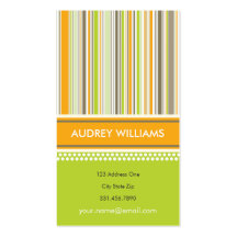 Retro Orange Green Stripes Pattern Profile Card Business Card Templates