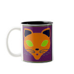Retro Orange Lime Halloween Cat mugs