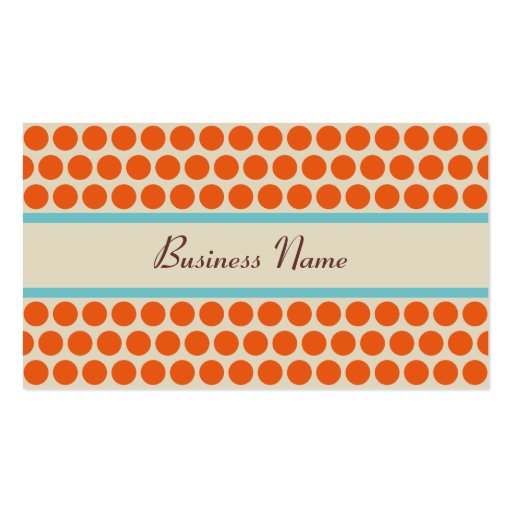 Retro Orange Polka Dots Business Cards (front side)