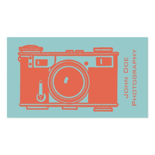 Retro Orange Vintage Film Camera Photography Business Card Templates (front side)