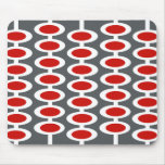 Retro Orb Pattern - gray, white & red mousepad