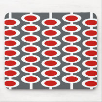 Retro Orb Pattern - gray, white & red mousepad