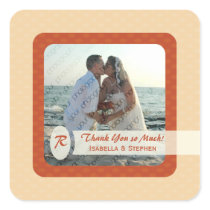 Retro Ovals Wedding Thank You Sticker - Blush