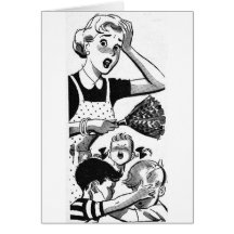 Retro Overwhelmed Mom Greeting Cards