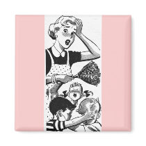 Retro Overwhelmed Mom Magnets