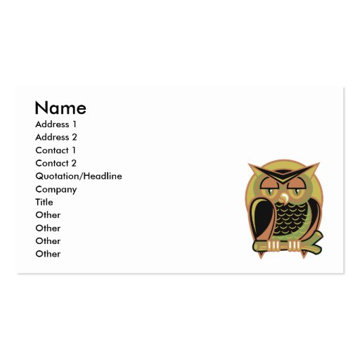 retro owl design business card template (front side)