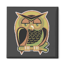 retro owl design magnets