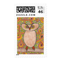 Retro Owl Postage Stamps