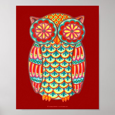 Retro Owl Poster or Fine Art Print