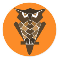 Retro Owl stickers (brown) by destructobot Retro Owl stickers (brown)