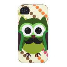 Retro Owl with Mustache iPhone 4 Cover