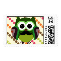 Retro Owl with Mustache Stamps
