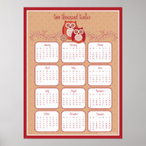 Retro Owls 2012 Calendar Poster