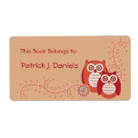 Retro Owls Bookplates Shipping Label