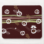 Retro Owls Family Cute Whimsical Stripes Nest Fun Mouse Pad