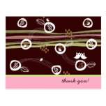 Retro Owls Family Cute Whimsical Stripes Nest Fun Postcard