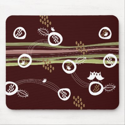 Retro Owls Family Mousepad by fat_fa_tin