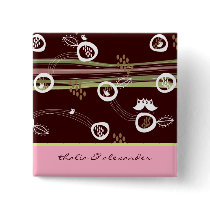 Retro Owls Family Name Tag / Gift / Favor Button