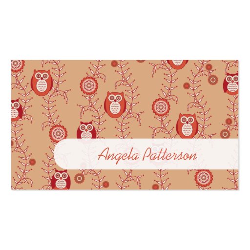 Retro Owls Mommy Calling Cards Business Card Template (front side)