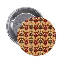 Retro owls pattern buttons