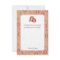 Retro Owls Thank You Flat Cards Invitations