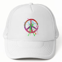 RETRO PAINT SPLATTER PEACE SIGN HAT