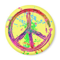 RETRO PAINT SPLATTER PEACE SIGN REFRIGERATOR MAGNETS