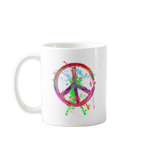 RETRO PAINT SPLATTER PEACE SIGN MUG