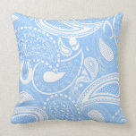 Retro Paisley swirl pattern - light blue Pillow