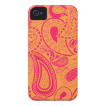 Retro Paisley swirl pattern - pink & orange iPhone 4 Case