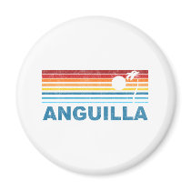 Retro Palm Tree Anguilla Fridge Magnets
