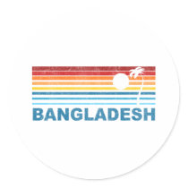 Retro Palm Tree Bangladesh Round Sticker