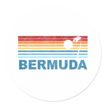 Retro Palm Tree Bermuda Round Sticker