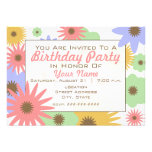 Retro Pastel Flowers Birthday Party Invitation