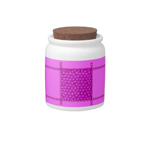Retro Patchwork Magenta Pink Candy Jar