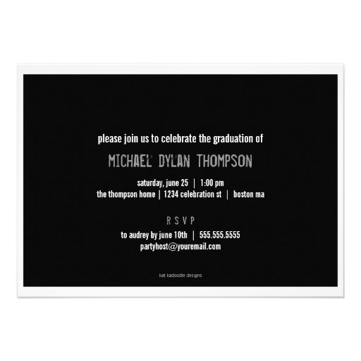 Retro Pattern Guy Graduation Party Announcement