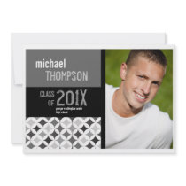 Retro Pattern Guy Graduation Party Announcement