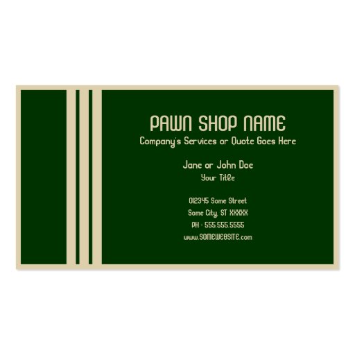 retro pawn shop business card templates (back side)