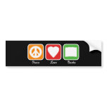 Retro Peace, Love, Books Bumpersticker (Dark) Bumper Sticker