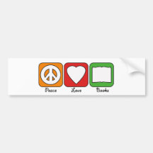 Retro Peace, Love, Books (Dark) Bumpersticker Bumper Stickers